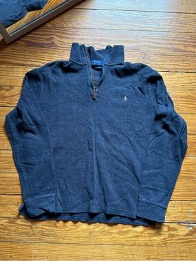 Ralph Lauren Men's Dark Grey Quarter-Zip Sweater